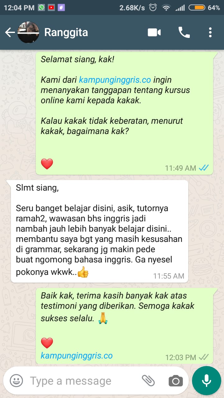 Testimoni kelas online kampung inggris 03