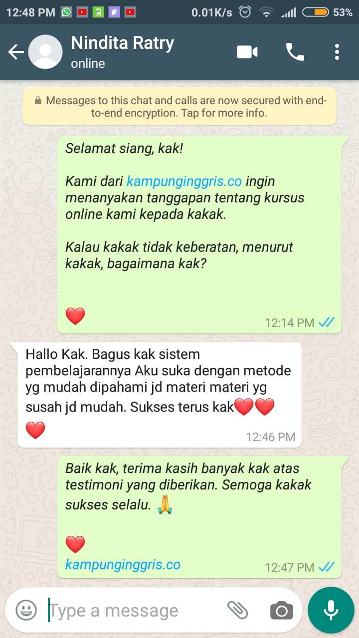 Testimoni kelas online kampung inggris 05