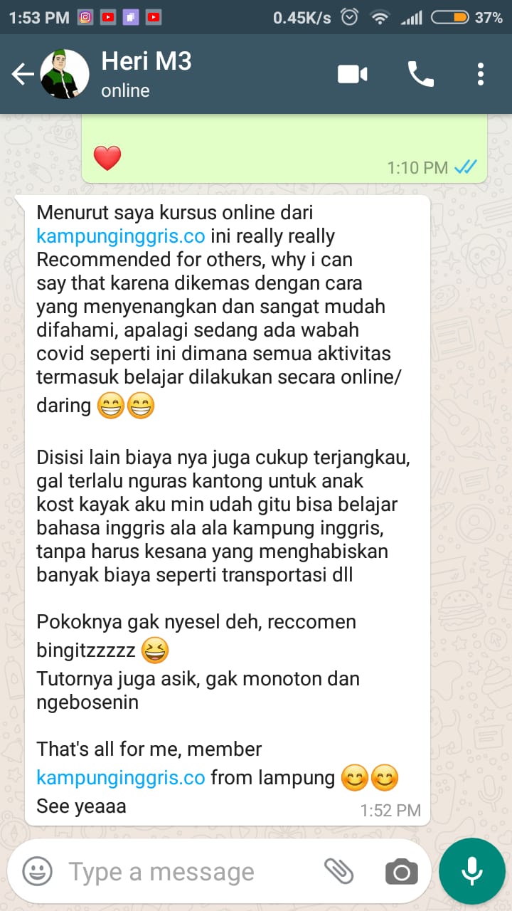 Testimoni kelas online kampung inggris 06